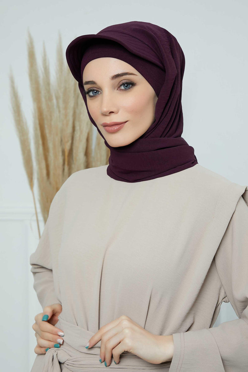 Instant Aerobin Shawl Newsboy Scarves Bandana Women's Cap Turban Visor Stylish Hijab Hat Turban,SS-1A Purple