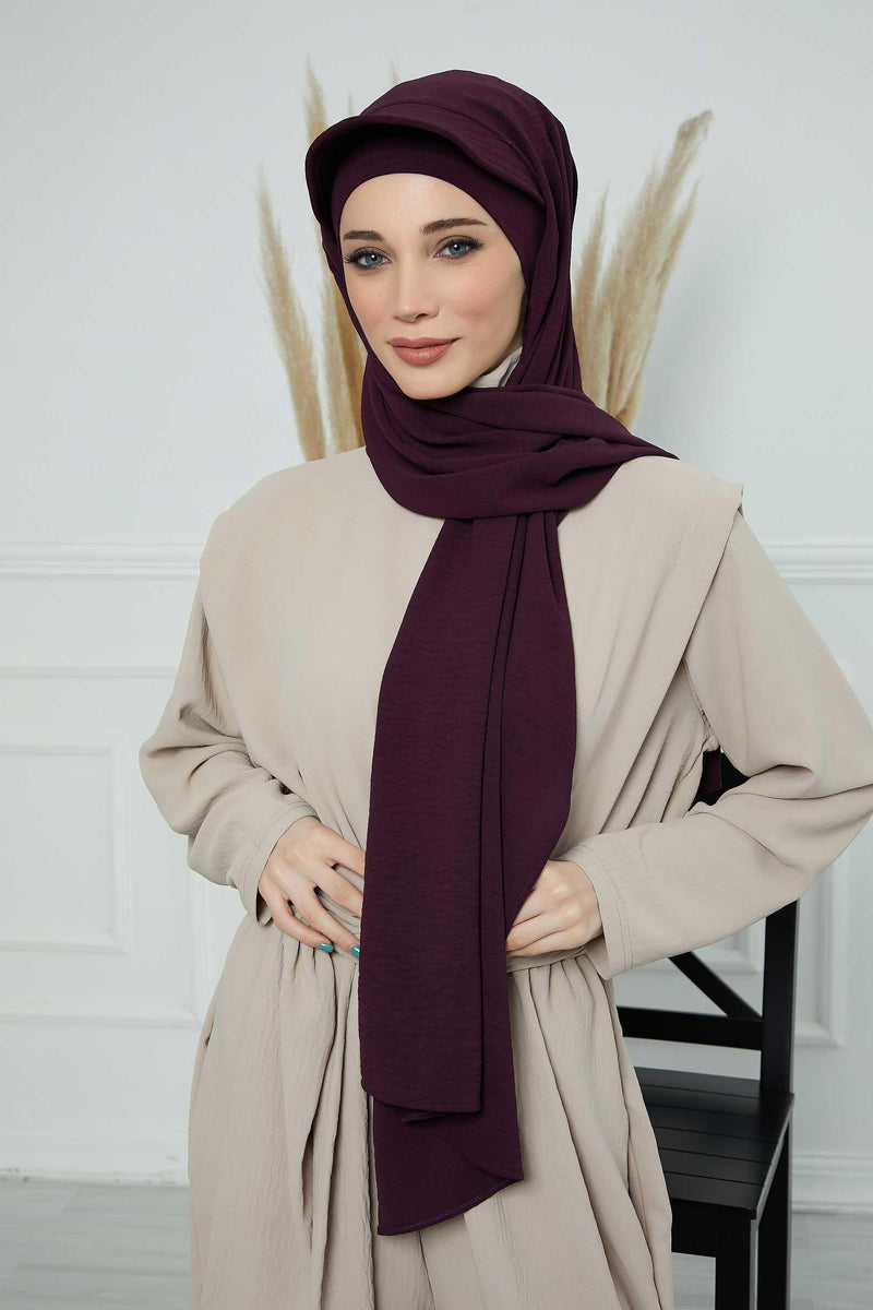 Instant Aerobin Shawl Newsboy Scarves Bandana Women's Cap Turban Visor Stylish Hijab Hat Turban,SS-1A Purple