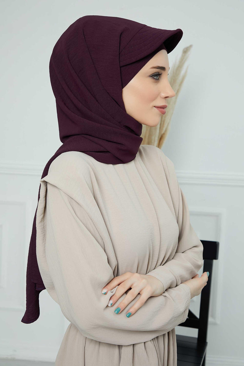 Instant Aerobin Shawl Newsboy Scarves Bandana Women's Cap Turban Visor Stylish Hijab Hat Turban,SS-1A Purple