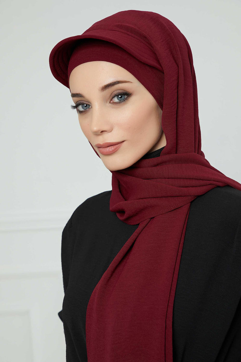 Instant Aerobin Shawl Newsboy Scarves Bandana Women's Cap Turban Visor Stylish Hijab Hat Turban,SS-1A Maroon