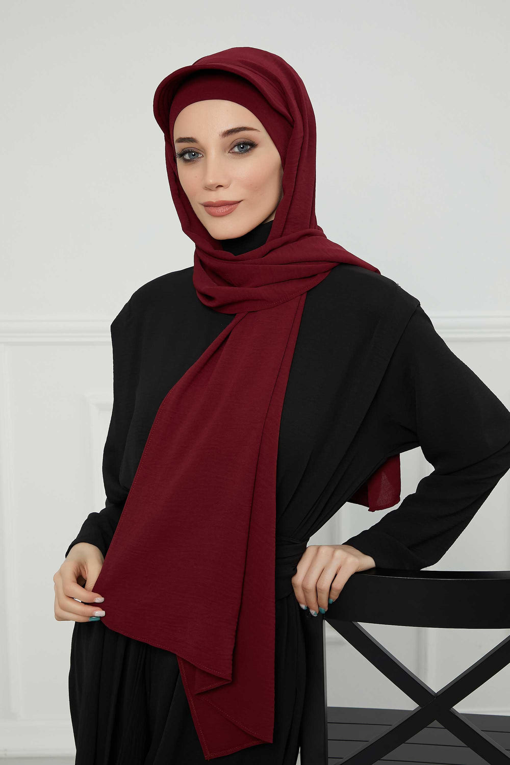 Instant Aerobin Shawl Newsboy Scarves Bandana Women's Cap Turban Visor Stylish Hijab Hat Turban,SS-1A Maroon