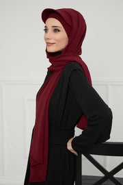 Instant Aerobin Shawl Newsboy Scarves Bandana Women's Cap Turban Visor Stylish Hijab Hat Turban,SS-1A Maroon