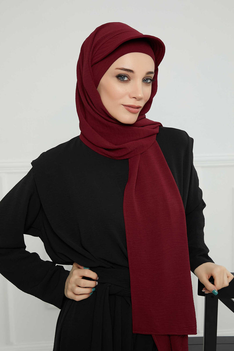 Instant Aerobin Shawl Newsboy Scarves Bandana Women's Cap Turban Visor Stylish Hijab Hat Turban,SS-1A Maroon