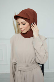 Instant Aerobin Shawl Newsboy Scarves Bandana Women's Cap Turban Visor Stylish Hijab Hat Turban,SS-1A Cinnamon