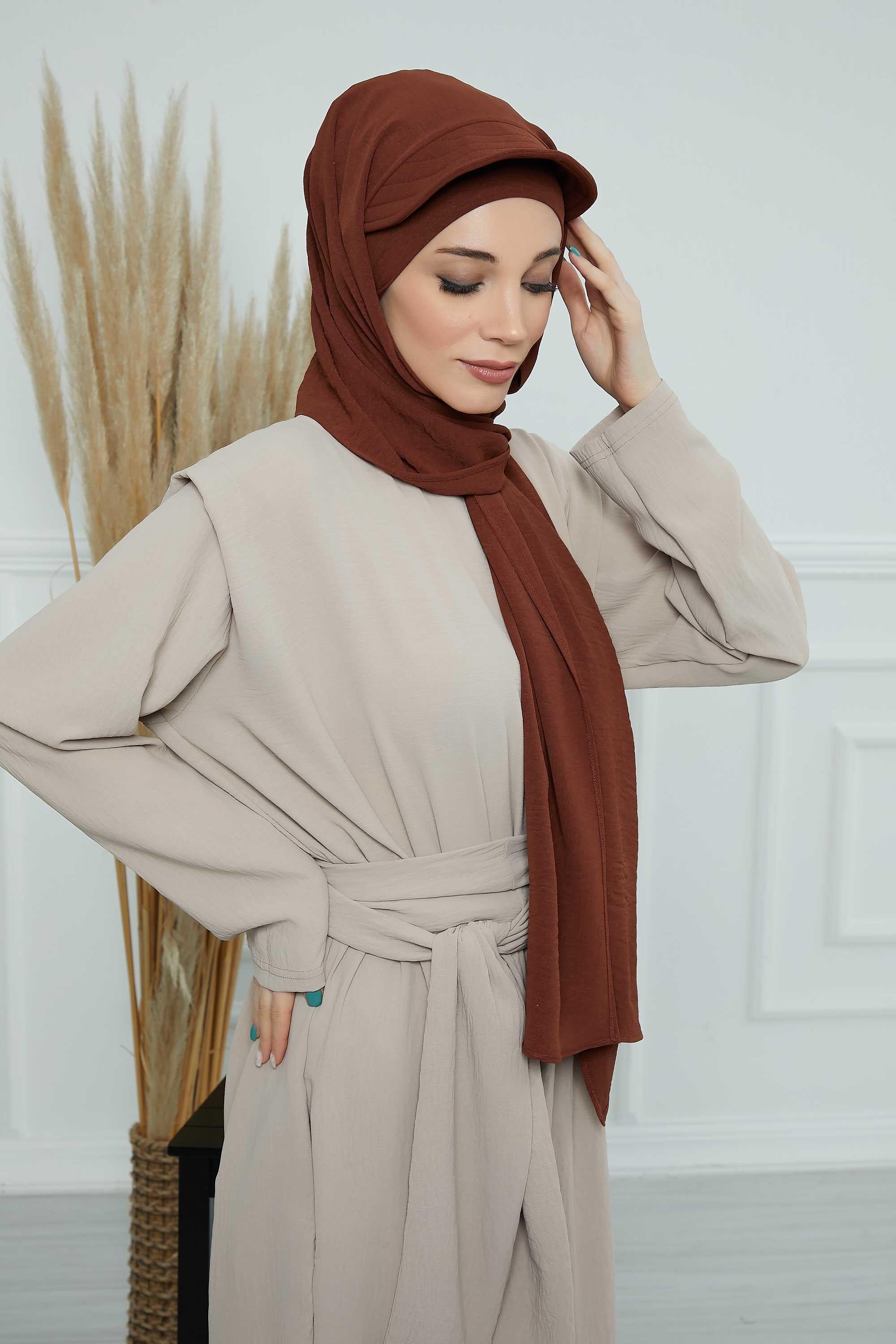 Instant Aerobin Shawl Newsboy Scarves Bandana Women's Cap Turban Visor Stylish Hijab Hat Turban,SS-1A Cinnamon