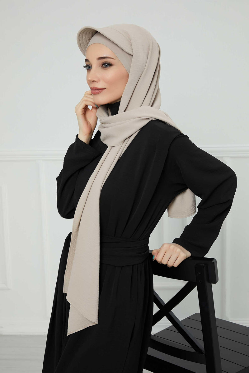 Instant Aerobin Shawl Newsboy Scarves Bandana Women's Cap Turban Visor Stylish Hijab Hat Turban,SS-1A Beige