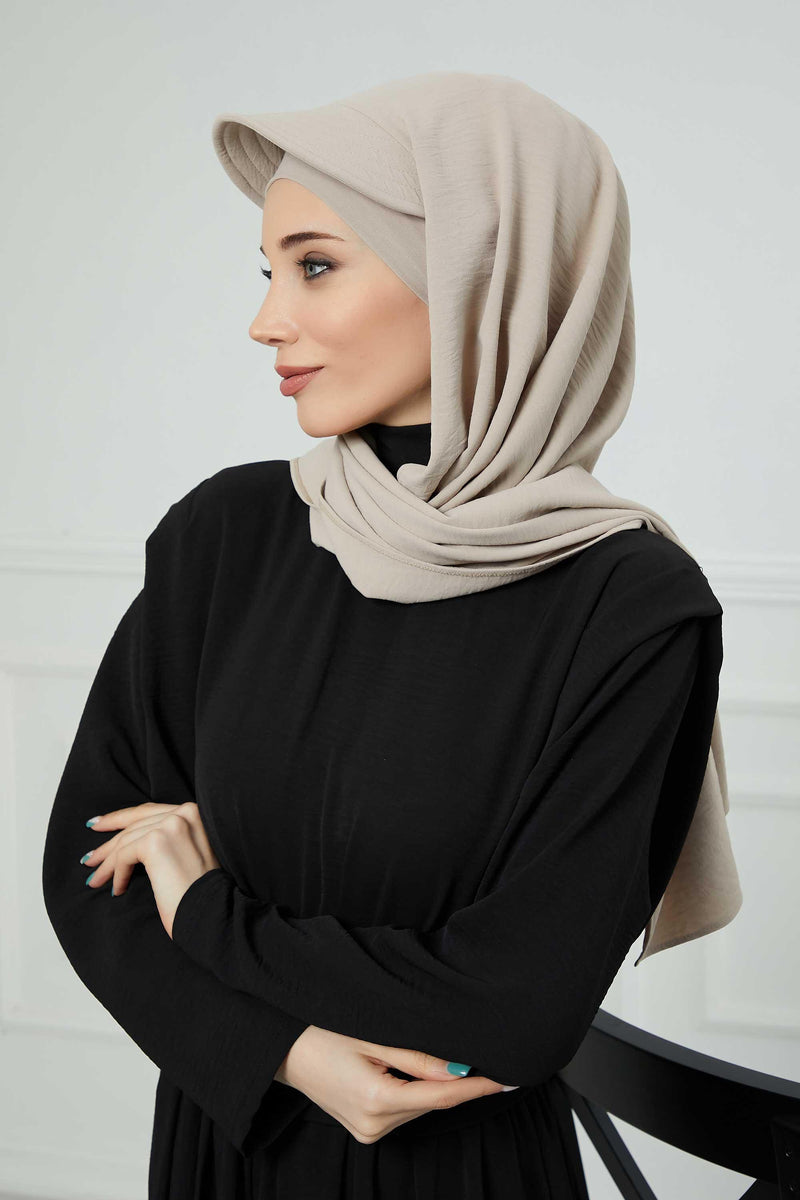 Instant Aerobin Shawl Newsboy Scarves Bandana Women's Cap Turban Visor Stylish Hijab Hat Turban,SS-1A Beige