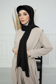 Instant Aerobin Shawl Newsboy Scarves Bandana Women's Cap Turban Visor Stylish Hijab Hat Turban,SS-1A Black