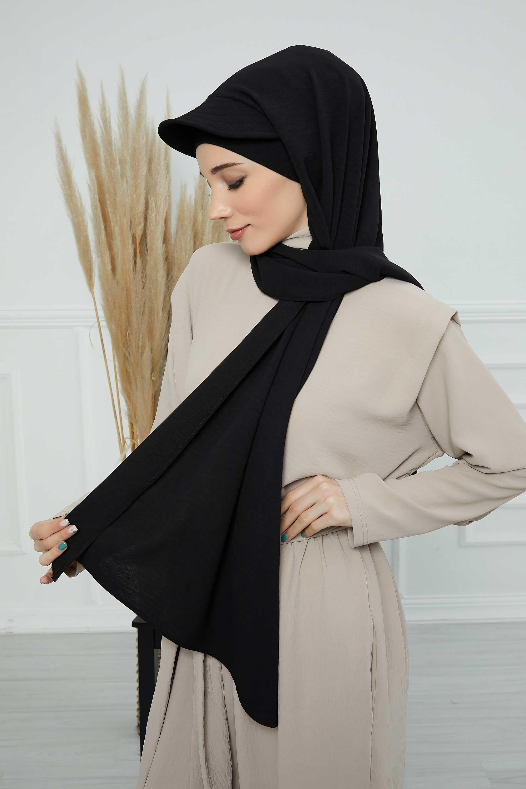 Instant Aerobin Shawl Newsboy Scarves Bandana Women's Cap Turban Visor Stylish Hijab Hat Turban,SS-1A Black
