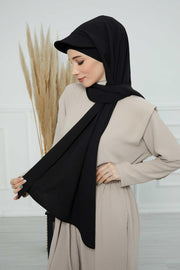 Instant Aerobin Shawl Newsboy Scarves Bandana Women's Cap Turban Visor Stylish Hijab Hat Turban,SS-1A Black