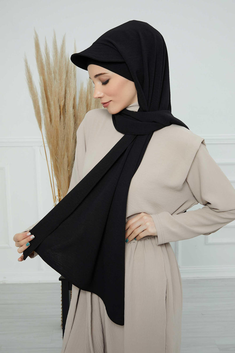 Instant Aerobin Shawl Newsboy Scarves Bandana Women's Cap Turban Visor Stylish Hijab Hat Turban,SS-1A Black