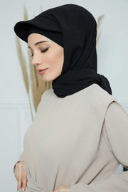Instant Aerobin Shawl Newsboy Scarves Bandana Women's Cap Turban Visor Stylish Hijab Hat Turban,SS-1A Black