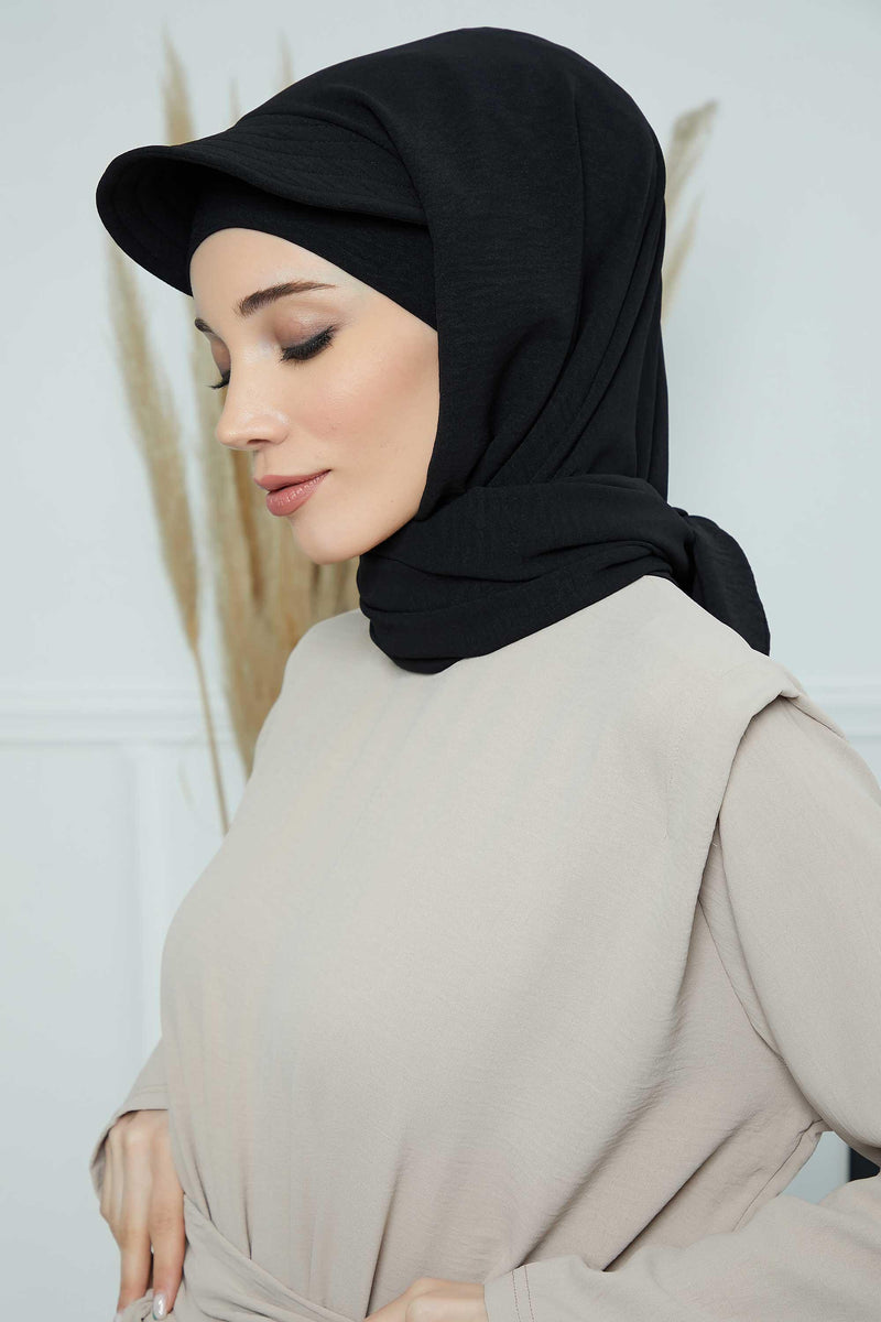 Instant Aerobin Shawl Newsboy Scarves Bandana Women's Cap Turban Visor Stylish Hijab Hat Turban,SS-1A Black