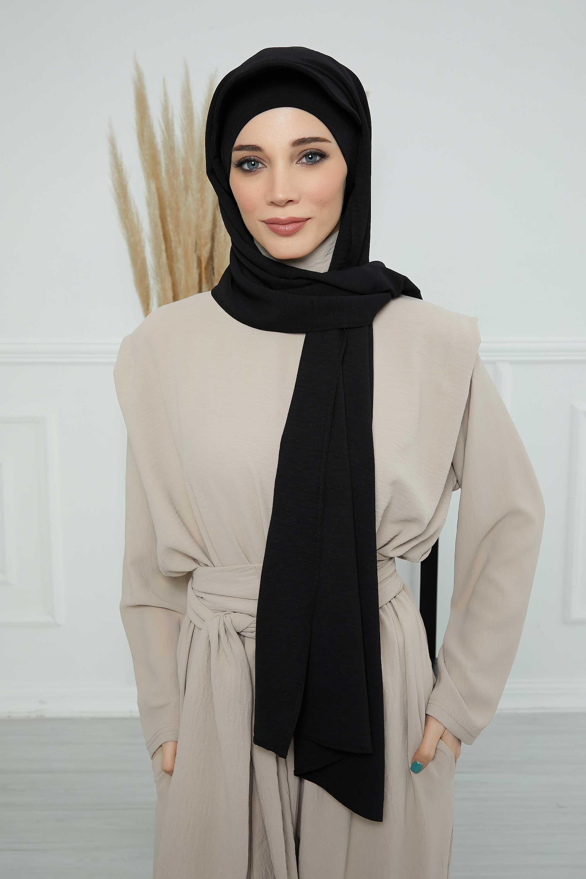 Instant Aerobin Shawl Newsboy Scarves Bandana Women's Cap Turban Visor Stylish Hijab Hat Turban,SS-1A Black