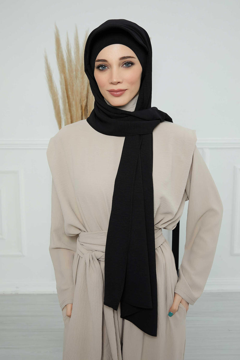 Instant Aerobin Shawl Newsboy Scarves Bandana Women's Cap Turban Visor Stylish Hijab Hat Turban,SS-1A Black