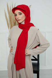 Instant Aerobin Shawl Newsboy Scarves Bandana Women's Cap Turban Visor Stylish Hijab Hat Turban,SS-1A Red