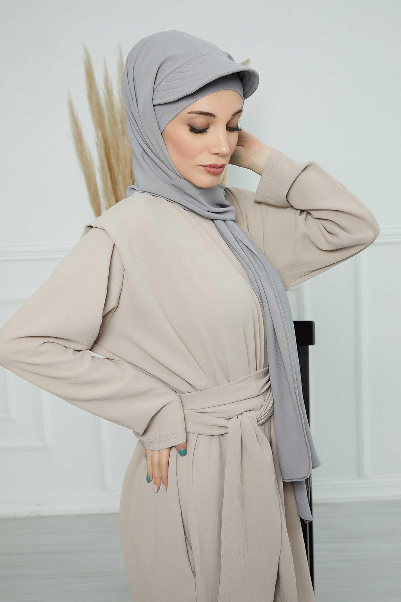 Instant Aerobin Shawl Newsboy Scarves Bandana Women's Cap Turban Visor Stylish Hijab Hat Turban,SS-1A Grey