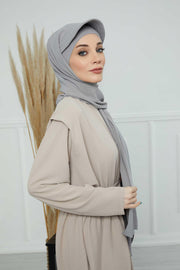 Instant Aerobin Shawl Newsboy Scarves Bandana Women's Cap Turban Visor Stylish Hijab Hat Turban,SS-1A Grey