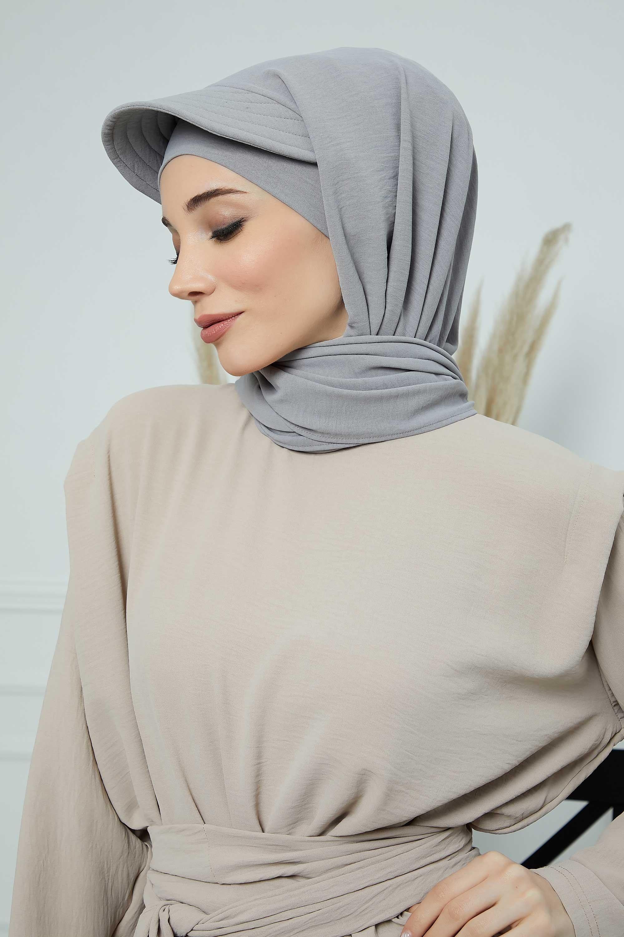 Instant Aerobin Shawl Newsboy Scarves Bandana Women's Cap Turban Visor Stylish Hijab Hat Turban,SS-1A Grey