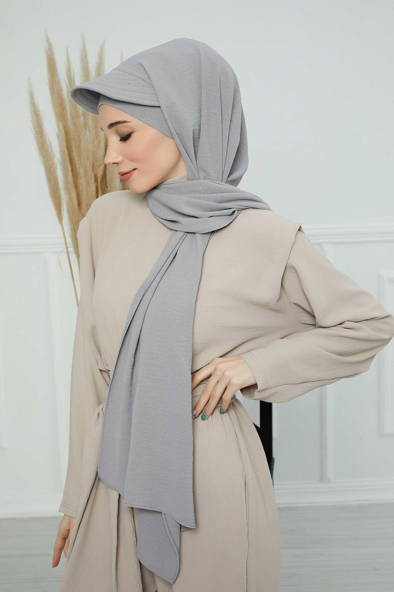 Instant Aerobin Shawl Newsboy Scarves Bandana Women's Cap Turban Visor Stylish Hijab Hat Turban,SS-1A Grey