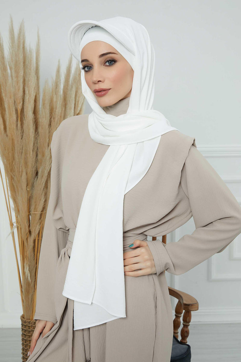 Instant Aerobin Shawl Newsboy Scarves Bandana Women's Cap Turban Visor Stylish Hijab Hat Turban,SS-1A White