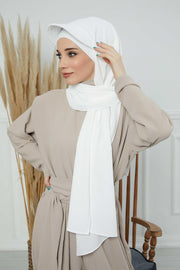 Instant Aerobin Shawl Newsboy Scarves Bandana Women's Cap Turban Visor Stylish Hijab Hat Turban,SS-1A White