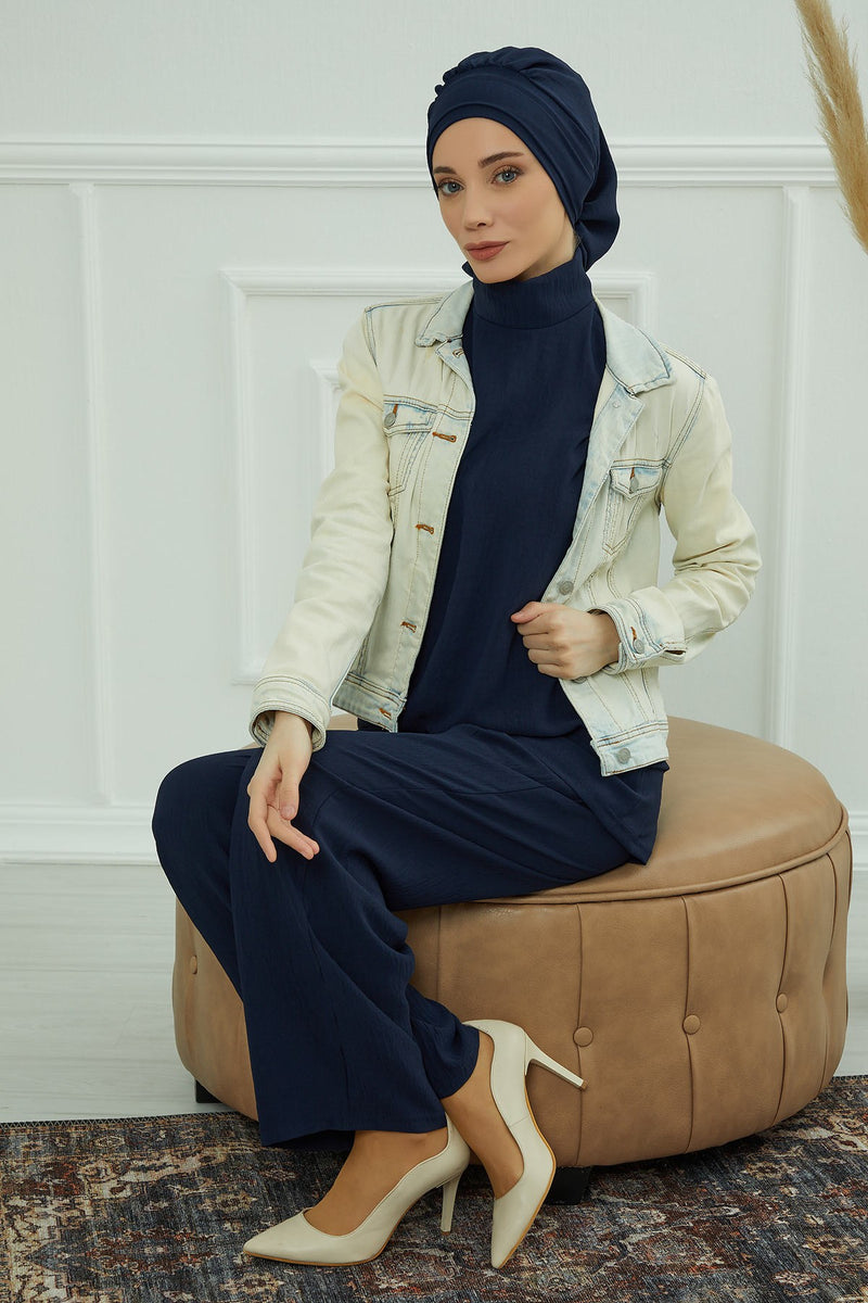 Instant Aerobin Turban Hijab for Women, Pre-Tied Cotton Blend Headwrap, Lightweight Modest Fashion Head Cover,HT-91