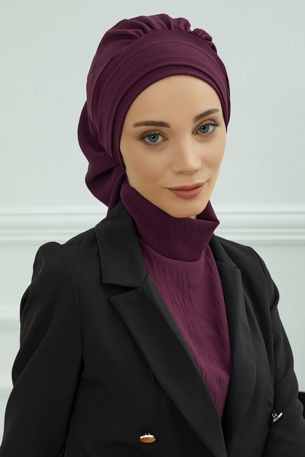 Instant Aerobin Turban Hijab for Women, Pre-Tied Cotton Blend Headwrap, Lightweight Modest Fashion Head Cover,HT-91 Purple