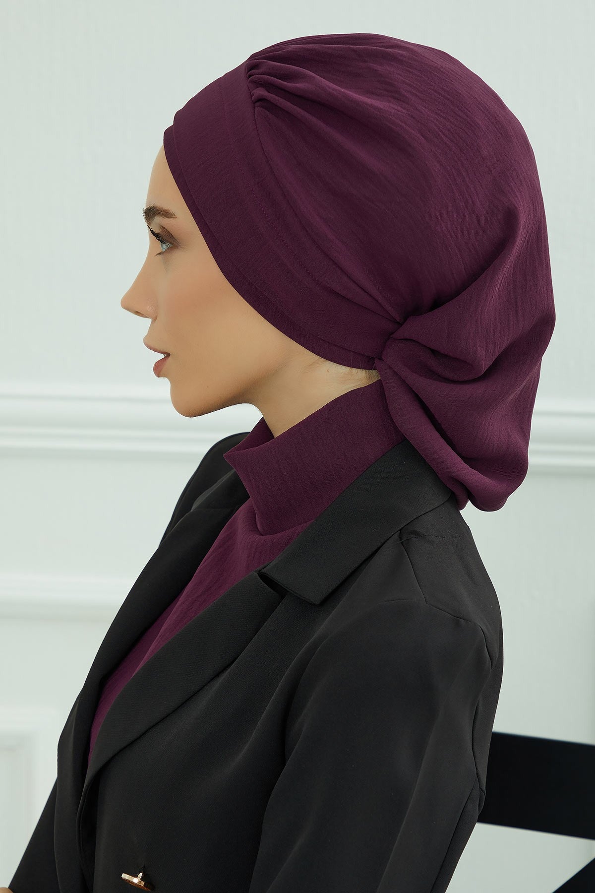 Instant Aerobin Turban Hijab for Women, Pre-Tied Cotton Blend Headwrap, Lightweight Modest Fashion Head Cover,HT-91 Purple