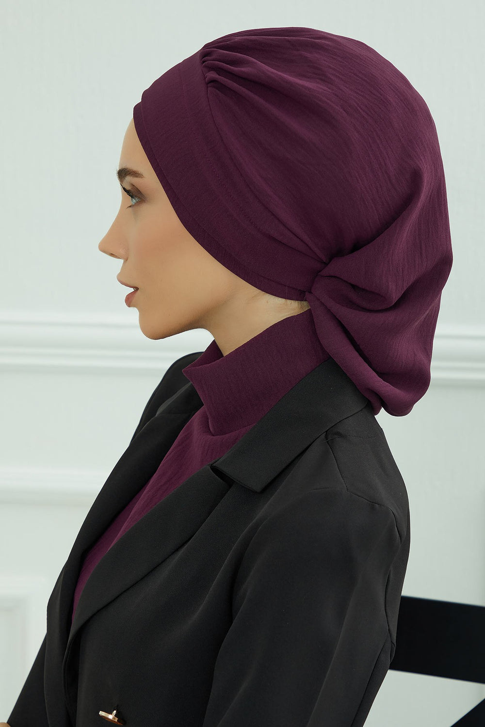 Instant Aerobin Turban Hijab for Women, Pre-Tied Cotton Blend Headwrap, Lightweight Modest Fashion Head Cover,HT-91 Purple