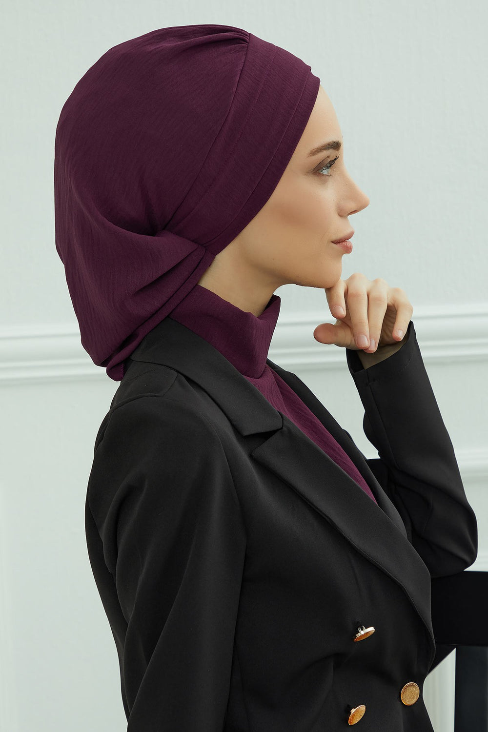 Instant Aerobin Turban Hijab for Women, Pre-Tied Cotton Blend Headwrap, Lightweight Modest Fashion Head Cover,HT-91 Purple