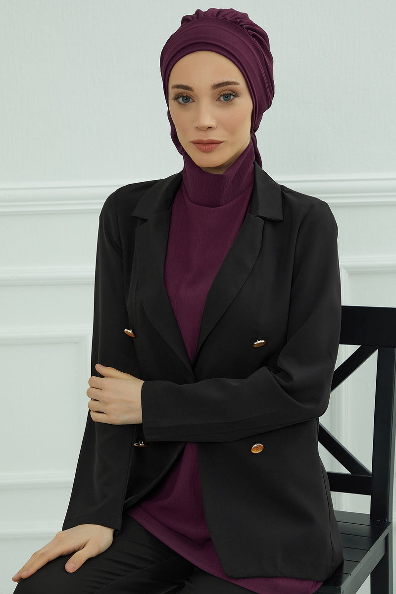 Instant Aerobin Turban Hijab for Women, Pre-Tied Cotton Blend Headwrap, Lightweight Modest Fashion Head Cover,HT-91