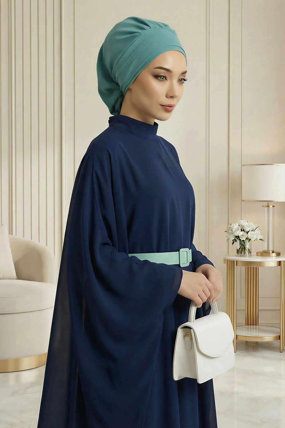 Instant Aerobin Turban Hijab for Women, Pre-Tied Cotton Blend Headwrap, Lightweight Modest Fashion Head Cover,HT-91 Mint Green