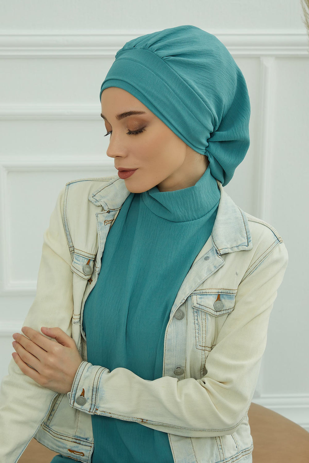 Instant Aerobin Turban Hijab for Women, Pre-Tied Cotton Blend Headwrap, Lightweight Modest Fashion Head Cover,HT-91 Mint Green