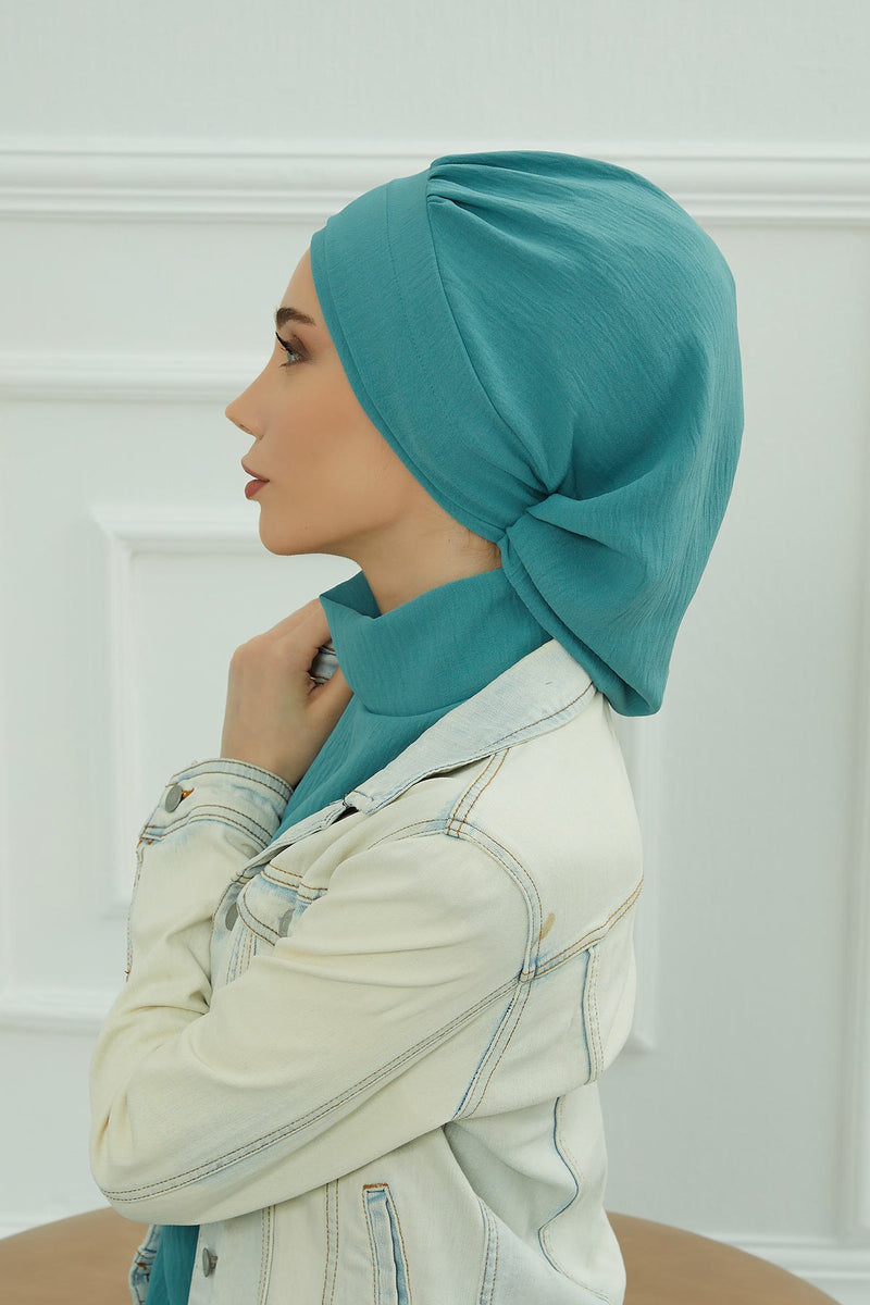Instant Aerobin Turban Hijab for Women, Pre-Tied Cotton Blend Headwrap, Lightweight Modest Fashion Head Cover,HT-91