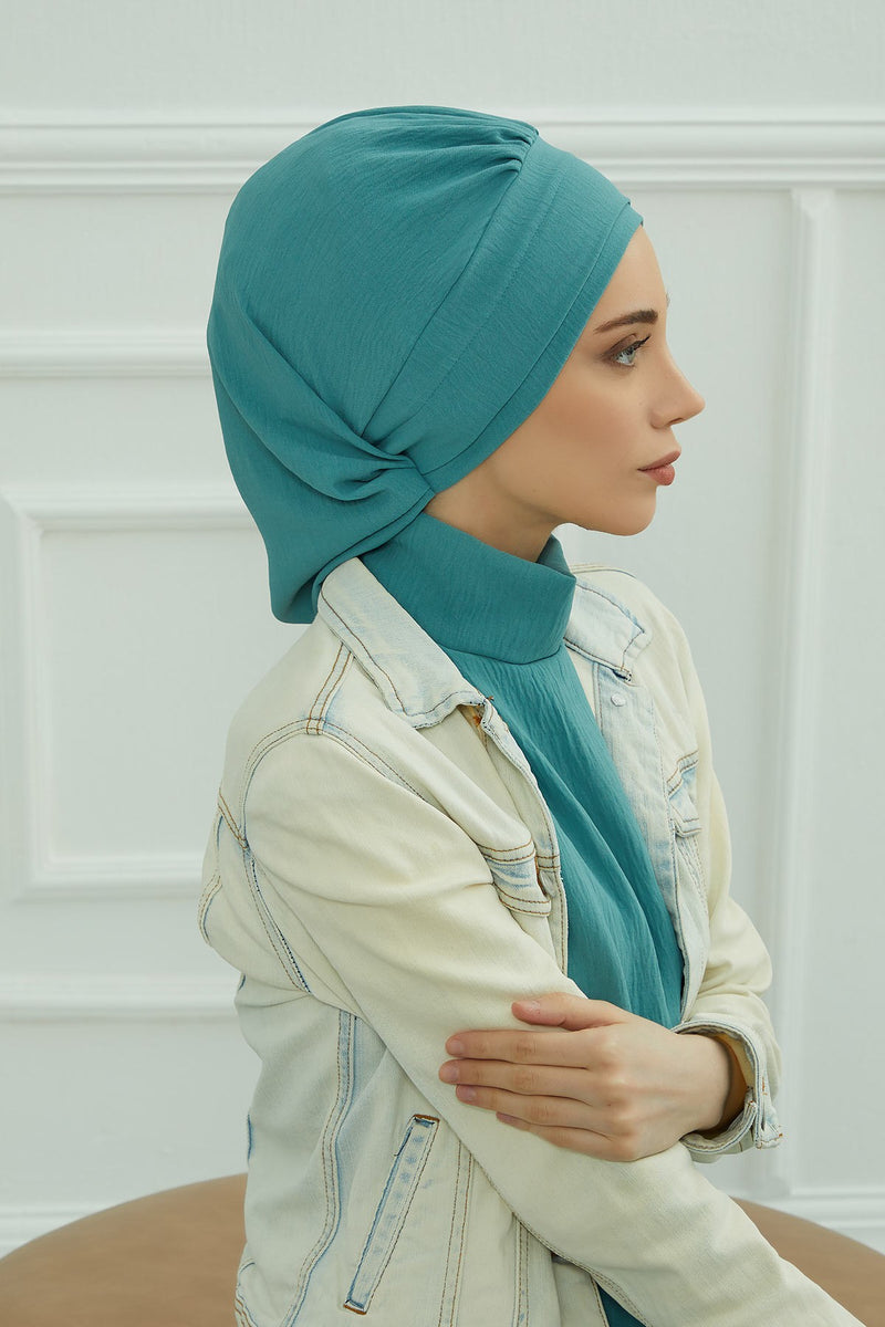 Instant Aerobin Turban Hijab for Women, Pre-Tied Cotton Blend Headwrap, Lightweight Modest Fashion Head Cover,HT-91