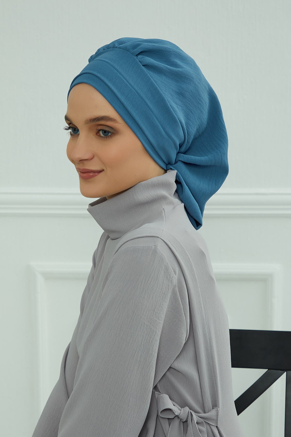 Instant Aerobin Turban Hijab for Women, Pre-Tied Cotton Blend Headwrap, Lightweight Modest Fashion Head Cover,HT-91 İndigo
