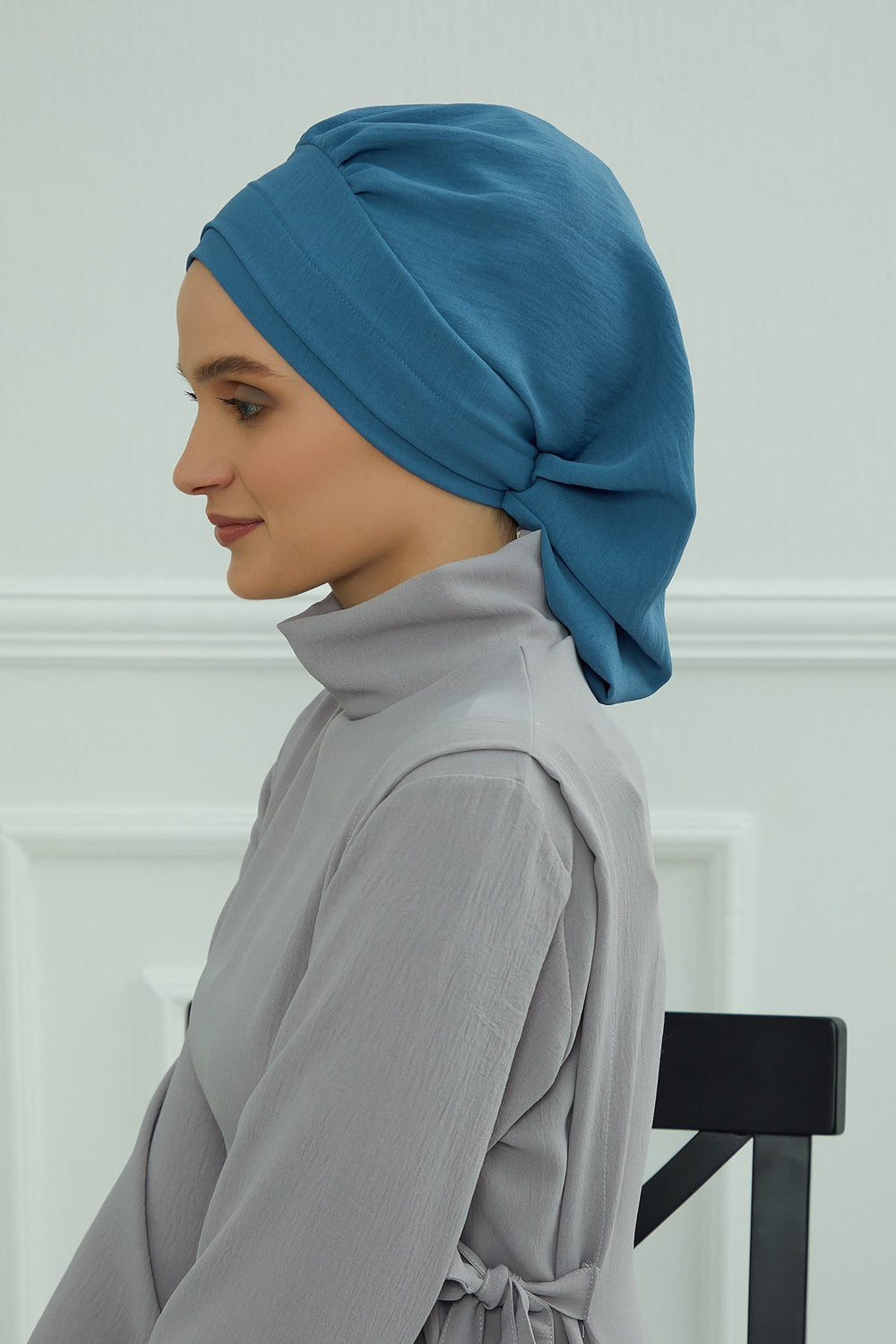 Instant Aerobin Turban Hijab for Women, Pre-Tied Cotton Blend Headwrap, Lightweight Modest Fashion Head Cover,HT-91 İndigo
