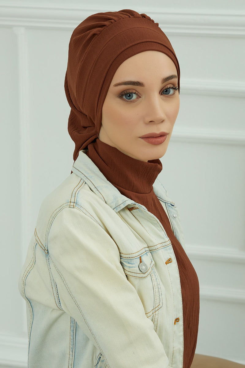 Instant Aerobin Turban Hijab for Women, Pre-Tied Cotton Blend Headwrap, Lightweight Modest Fashion Head Cover,HT-91