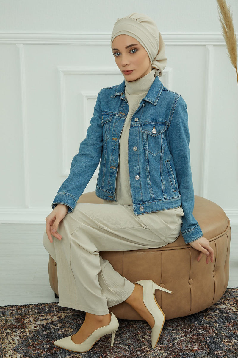 Instant Aerobin Turban Hijab for Women, Pre-Tied Cotton Blend Headwrap, Lightweight Modest Fashion Head Cover,HT-91