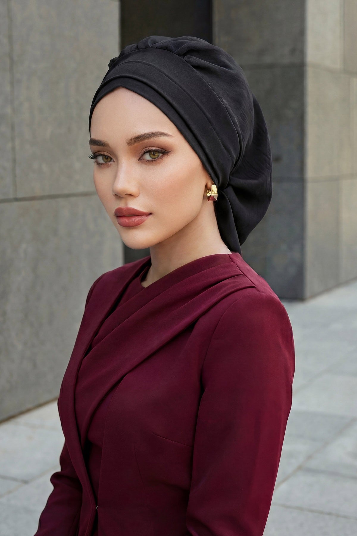 Instant Aerobin Turban Hijab for Women, Pre-Tied Cotton Blend Headwrap, Lightweight Modest Fashion Head Cover,HT-91 Black