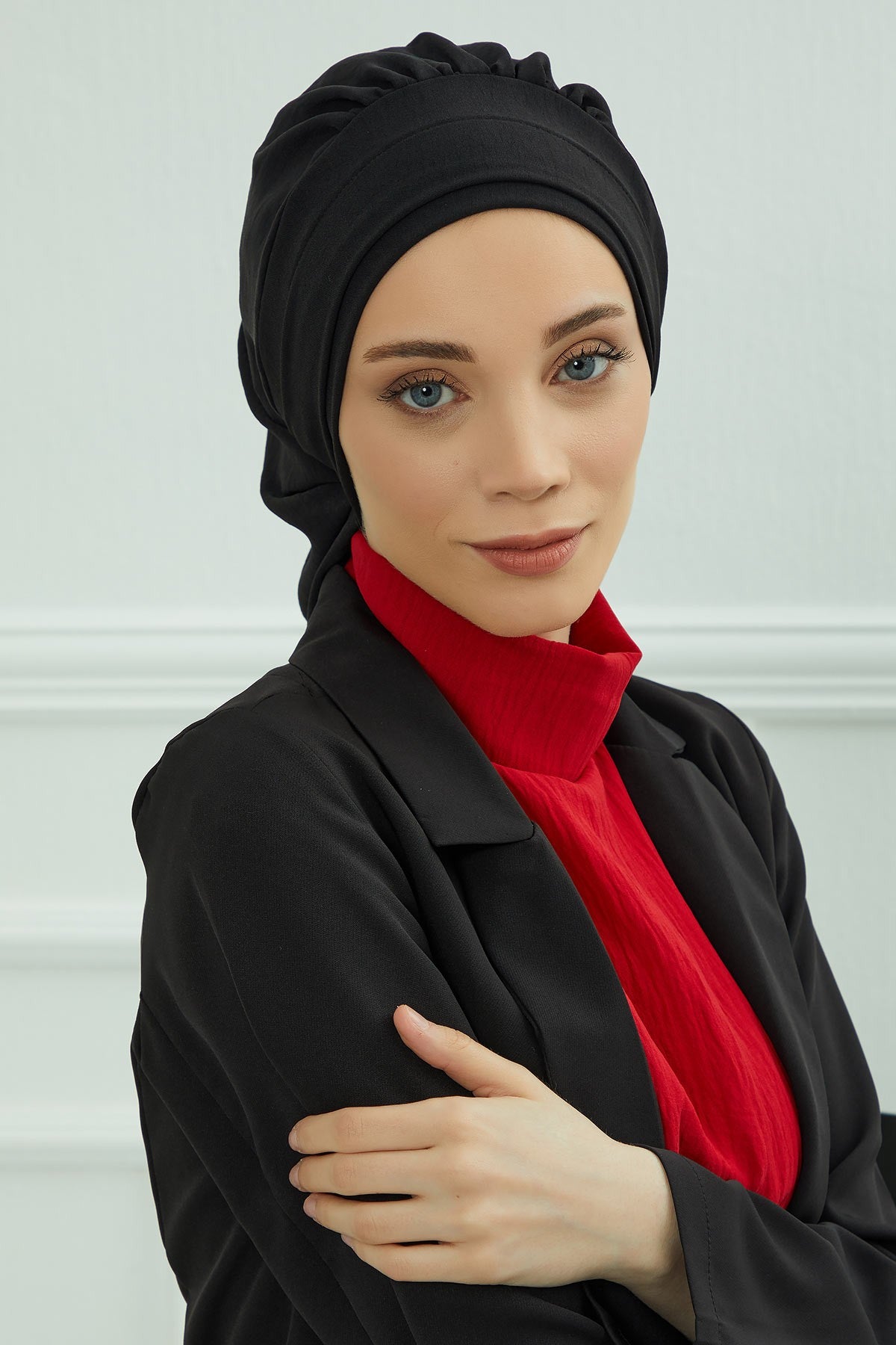 Instant Aerobin Turban Hijab for Women, Pre-Tied Cotton Blend Headwrap, Lightweight Modest Fashion Head Cover,HT-91 Black