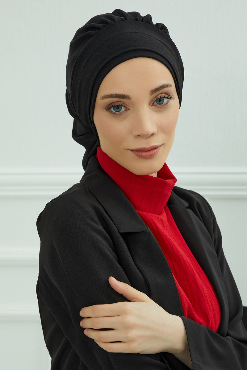 Instant Aerobin Turban Hijab for Women, Pre-Tied Cotton Blend Headwrap, Lightweight Modest Fashion Head Cover,HT-91