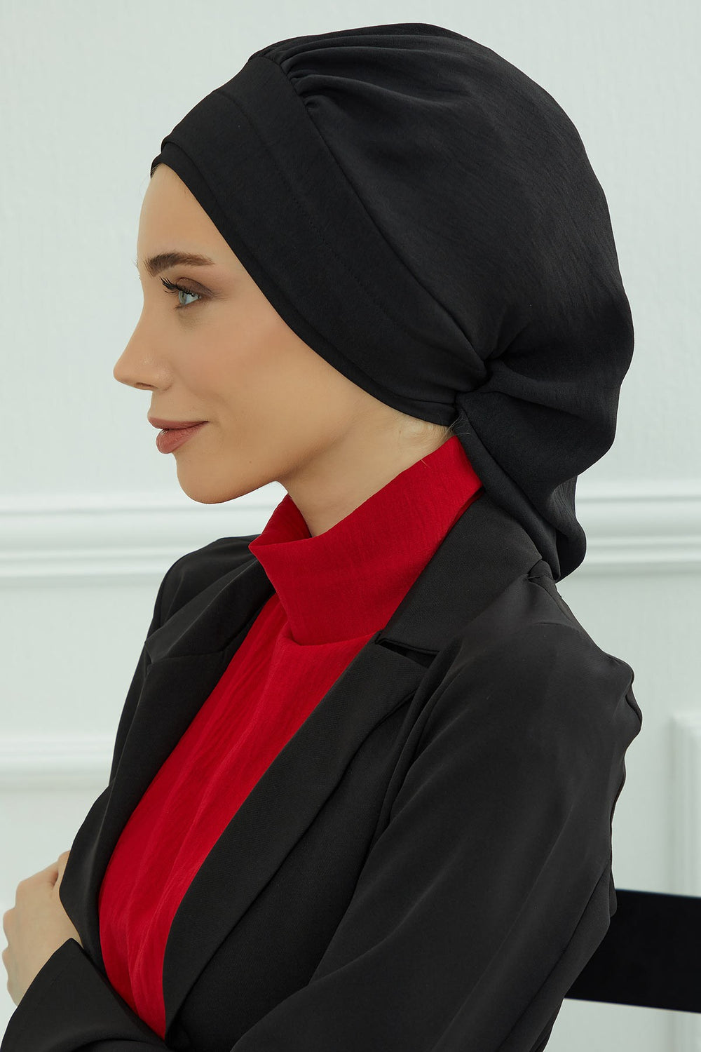 Instant Aerobin Turban Hijab for Women, Pre-Tied Cotton Blend Headwrap, Lightweight Modest Fashion Head Cover,HT-91 Black
