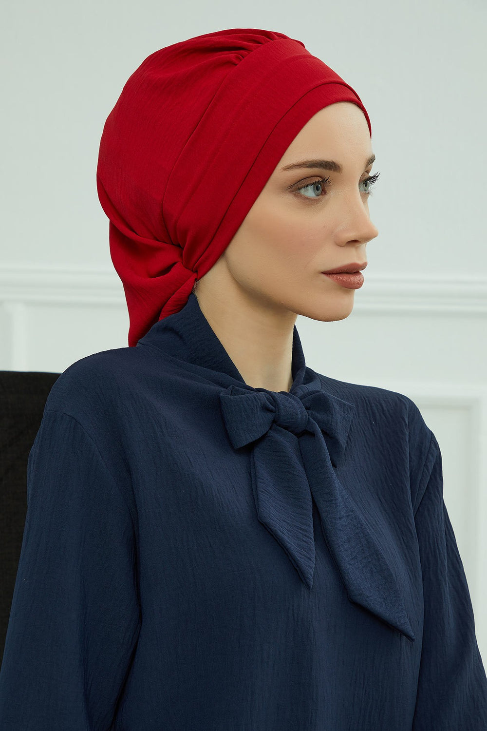Instant Aerobin Turban Hijab for Women, Pre-Tied Cotton Blend Headwrap, Lightweight Modest Fashion Head Cover,HT-91 Red