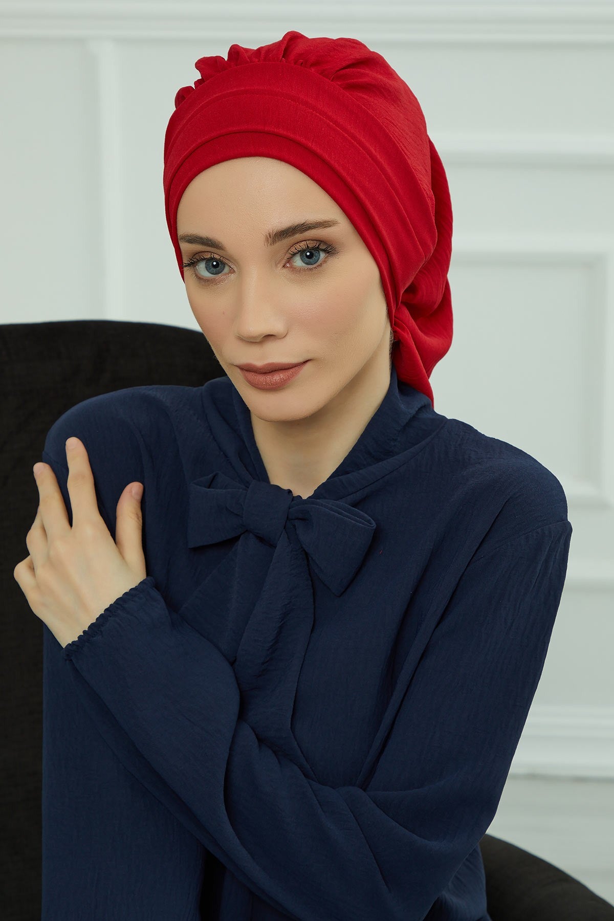Instant Aerobin Turban Hijab for Women, Pre-Tied Cotton Blend Headwrap, Lightweight Modest Fashion Head Cover,HT-91 Red