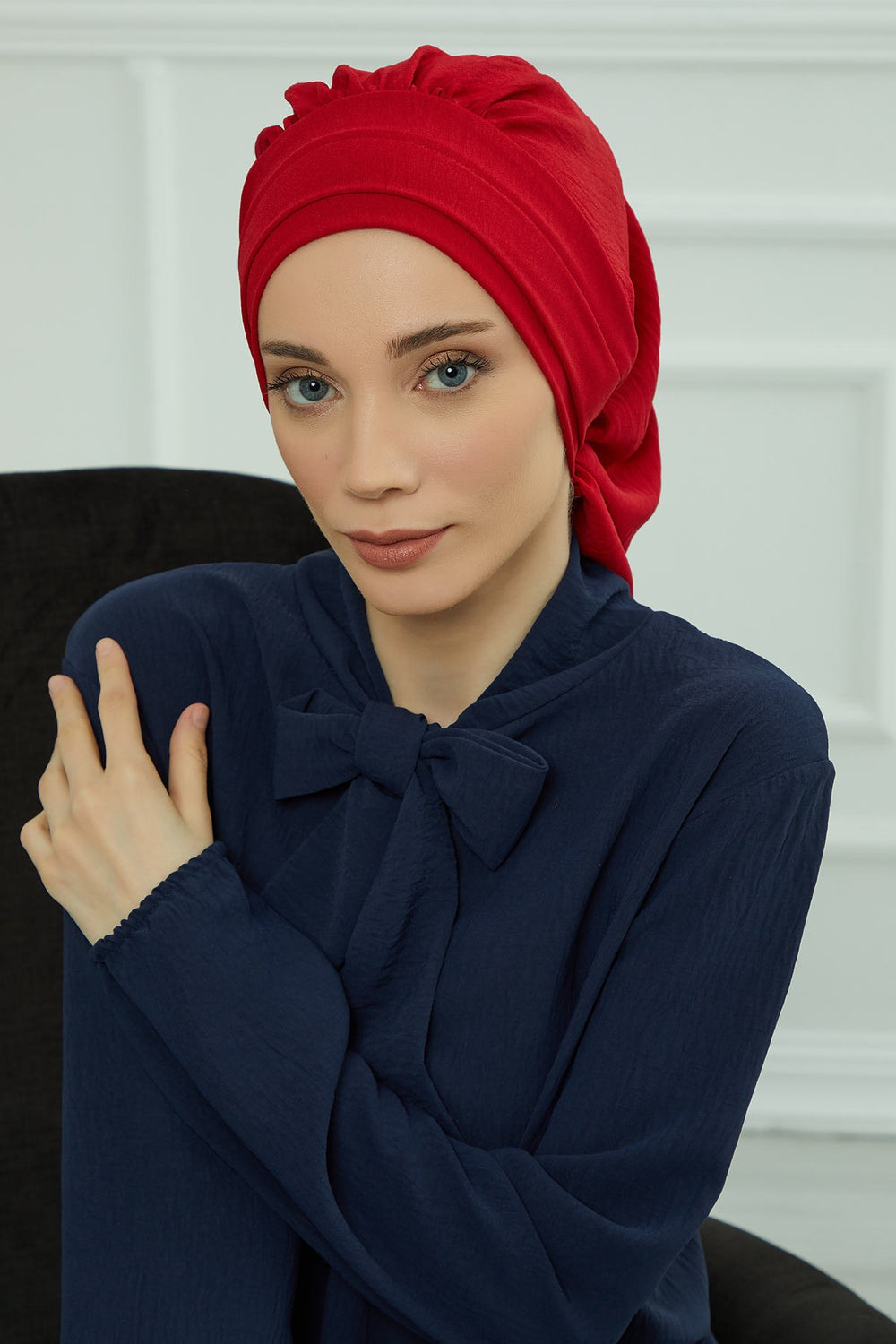 Instant Aerobin Turban Hijab for Women, Pre-Tied Cotton Blend Headwrap, Lightweight Modest Fashion Head Cover,HT-91 Red
