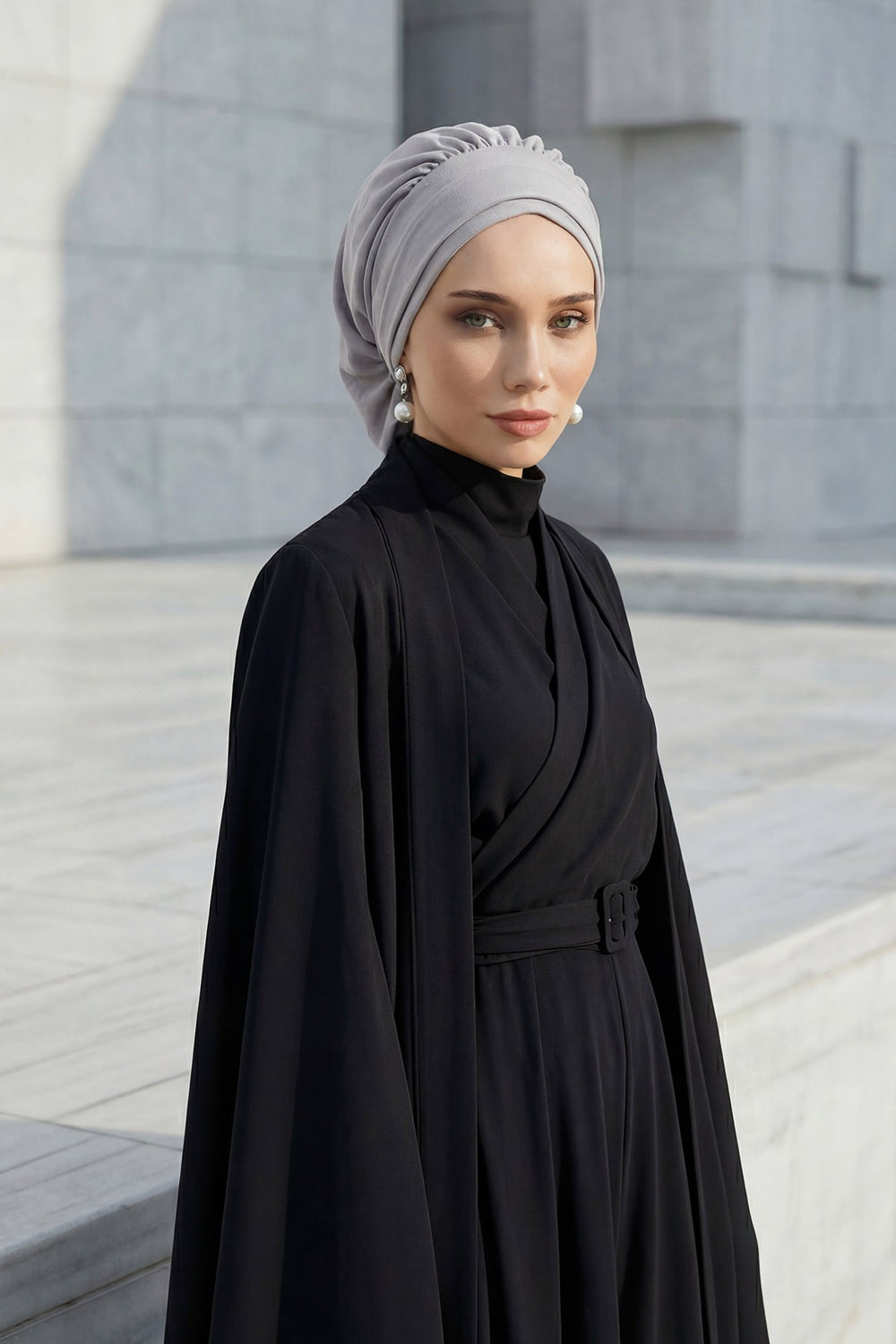 Instant Aerobin Turban Hijab for Women, Pre-Tied Cotton Blend Headwrap, Lightweight Modest Fashion Head Cover,HT-91 Grey