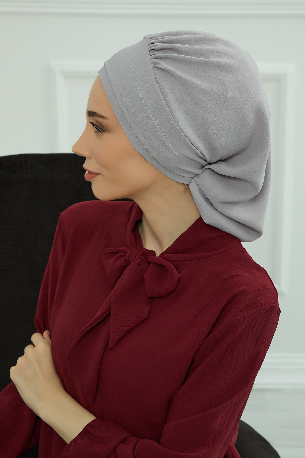 Instant Aerobin Turban Hijab for Women, Pre-Tied Cotton Blend Headwrap, Lightweight Modest Fashion Head Cover,HT-91 Grey
