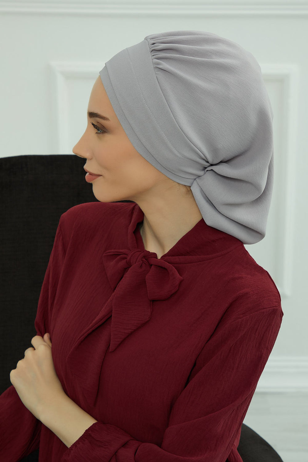 Instant Aerobin Turban Hijab for Women, Pre-Tied Cotton Blend Headwrap, Lightweight Modest Fashion Head Cover,HT-91 Grey
